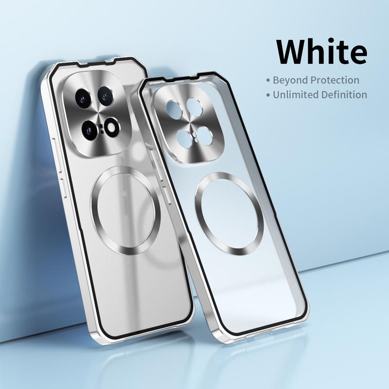 Чехол для Vivo iQOO 15 Ударопрочный Магнитный Полупрозрачный Матовый PC + Рамка из Алюминиевого сплава Защита от Отпечатков Пальцев для VIVO iQOO 15 vivo iQOO 15