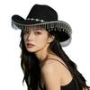 European and American Women's Felted Bridal Top Hat Fringed Rhinestone Western Cowboy Hat Party Festival Dance Jazz Hat