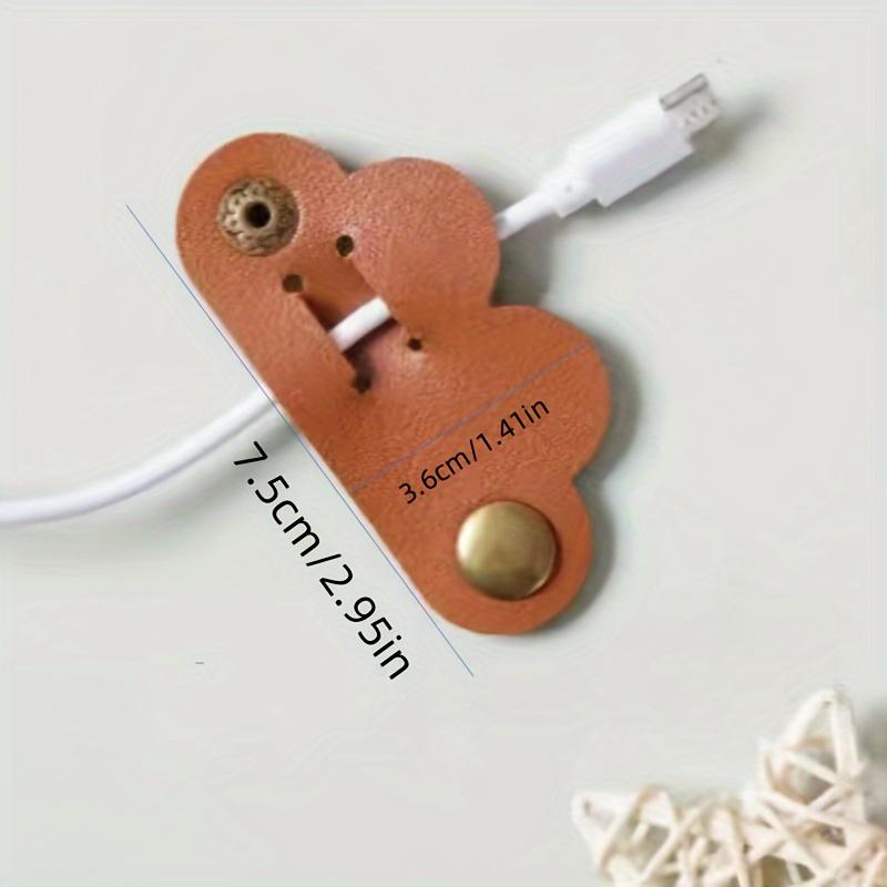10-Pack Heart-Shaped Faux Leather Cable Straps, Multi-Color Headphone & Headset Cable Organizer, Cable Management Clips, Unisex Cable Fixator Se