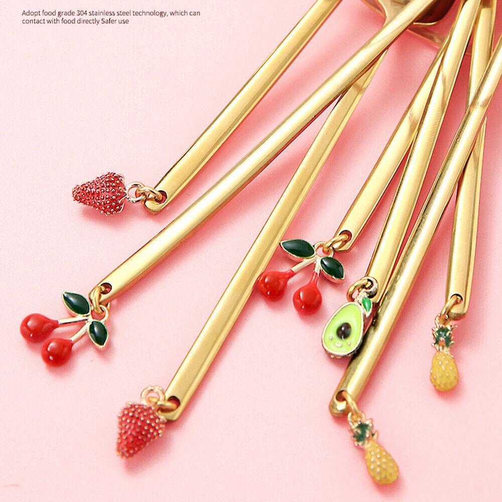 Golden Coffee Spoon Stainless Steel Tea Spoon Portable Stirring Spoon