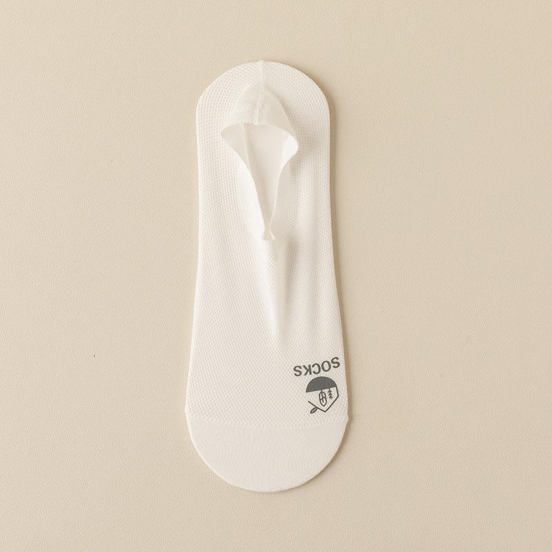 Men's Summer Thin Ice Screen Eye Shallow Mouth Invisible Cotton Bottom Non Slip Socks