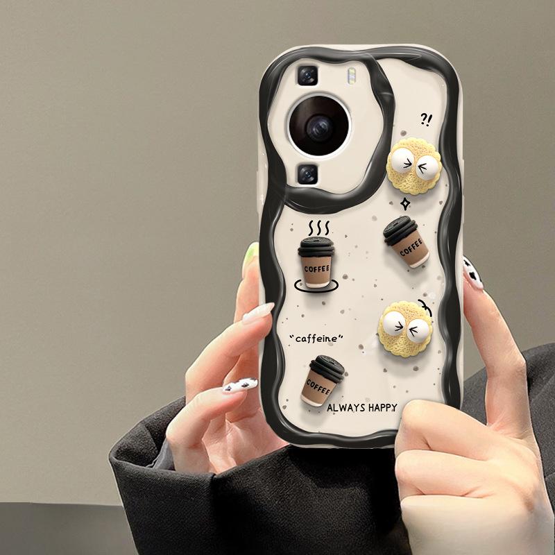 

Подходит для чехла для мобильного телефона Huawei P40 Mate60pro Силиконовый мягкий чехол Honor 90/80 Трехмерная кукла-кофейная брикетка HUAWEI Mate 50