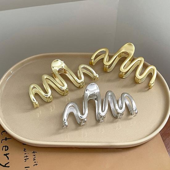 Haarklammer im französischen Stil mit gekreuzten Zähnen, Federdesign, enge, unregelmäßige Wellenform, große Haarspange