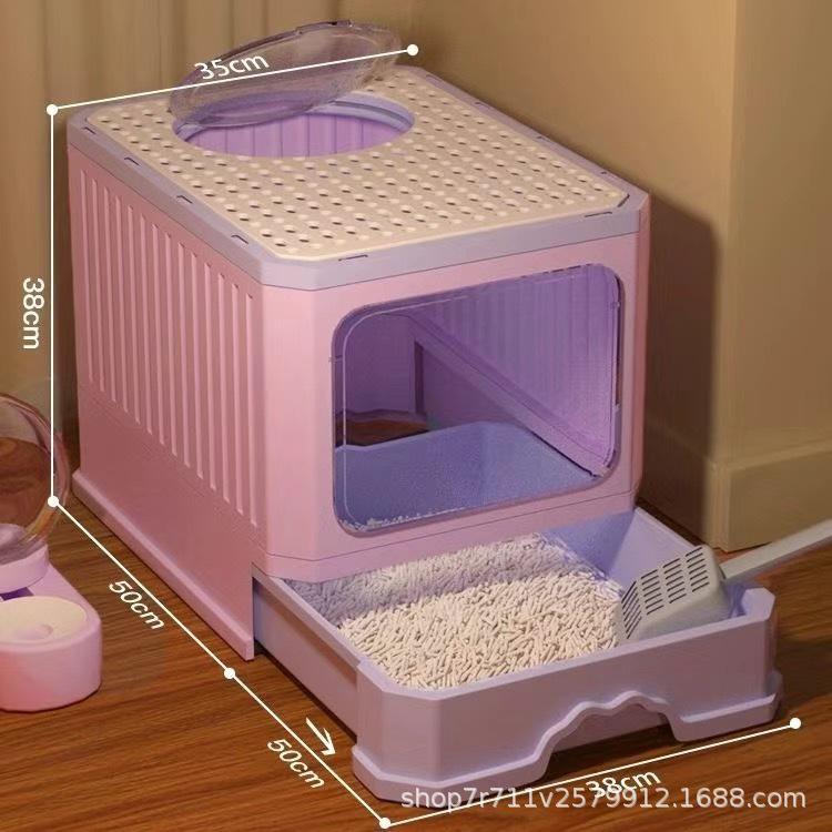 Odor-Proof Top-Entry Cat Litter Box with Free Shipping - Anti-Splash, Fully Enclosed Design