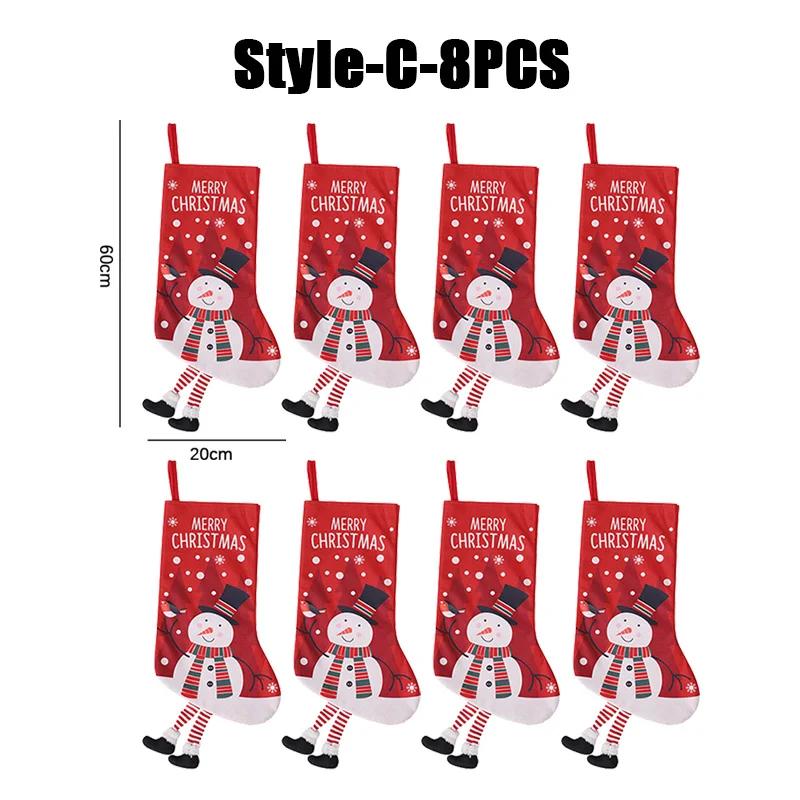 Hanging Christmas Santa Claus Snowman Decorative Gift Socks Christmas Tree Ornaments Scene Setup Cute Christmas Candy Gift Bag