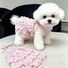 New Spring Summer Pet Dresses Puppy Dog Outfits Print Multilayer Lace Sling Princess Dress for Small Medium Dog Pet Clothes