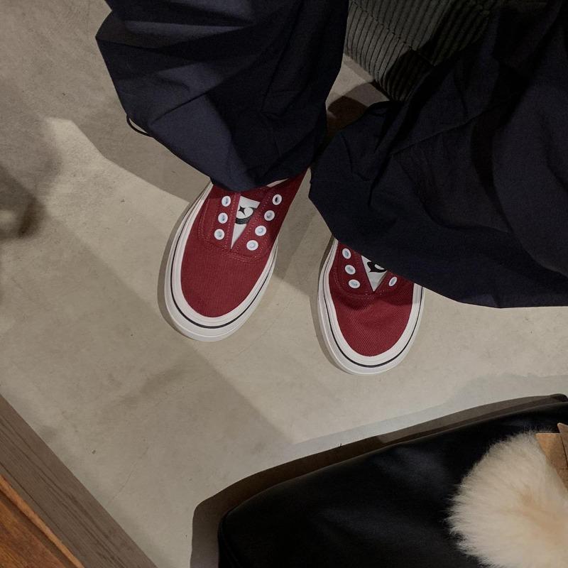 Sheepskin one-pedal round head muffin thick-soled versatile board shoes canvas shoes spring and autumn color matching casual shoes