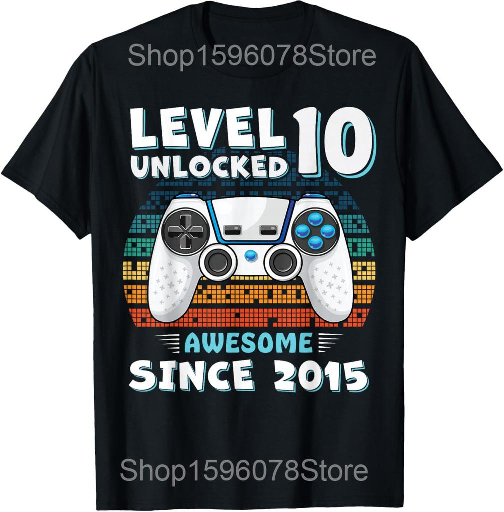 Hello Ten Est 2015 10th Birthday Girl 10 Year Old T Shirts Men Cotton Humor Streetwear Tee Short Sleeve Loose Clothing