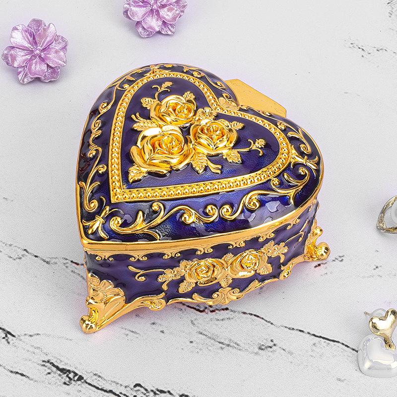 European Retro Luxury Princess Enamel Jewelry Box - Exquisite Metal Necklace Storage Box