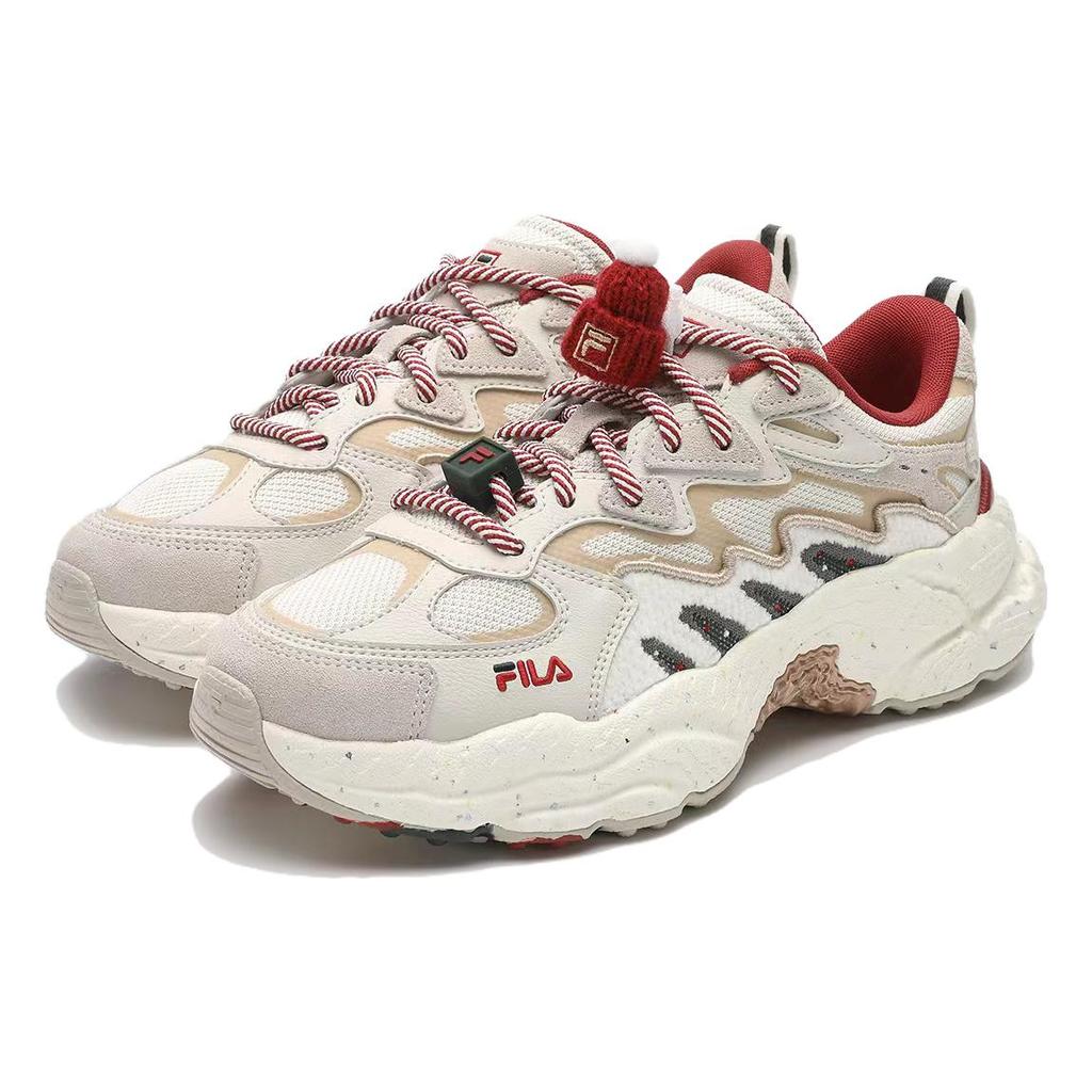 New FILA Fern Sneakers XMAS Low Top Chunky Sneakers Women's Beige Red F12W411120FWL