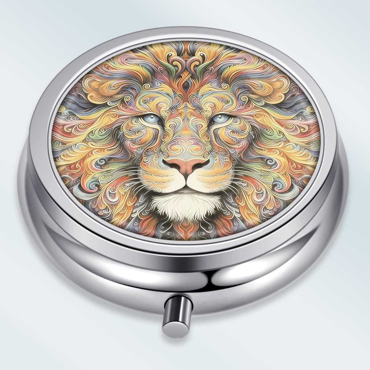 

Portable Pill Box with 3 Compartments, Mini Metal Medicine Organizer Case, Cute Printed Pill Container for Vitamins, Pills, Jewelry, Travel, Daily Use разноцветный