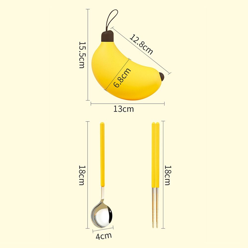 Bananen-Aufbewahrungsbox Tragbares Geschirrset 304 Edelstahl Picknick-Dinner-Set