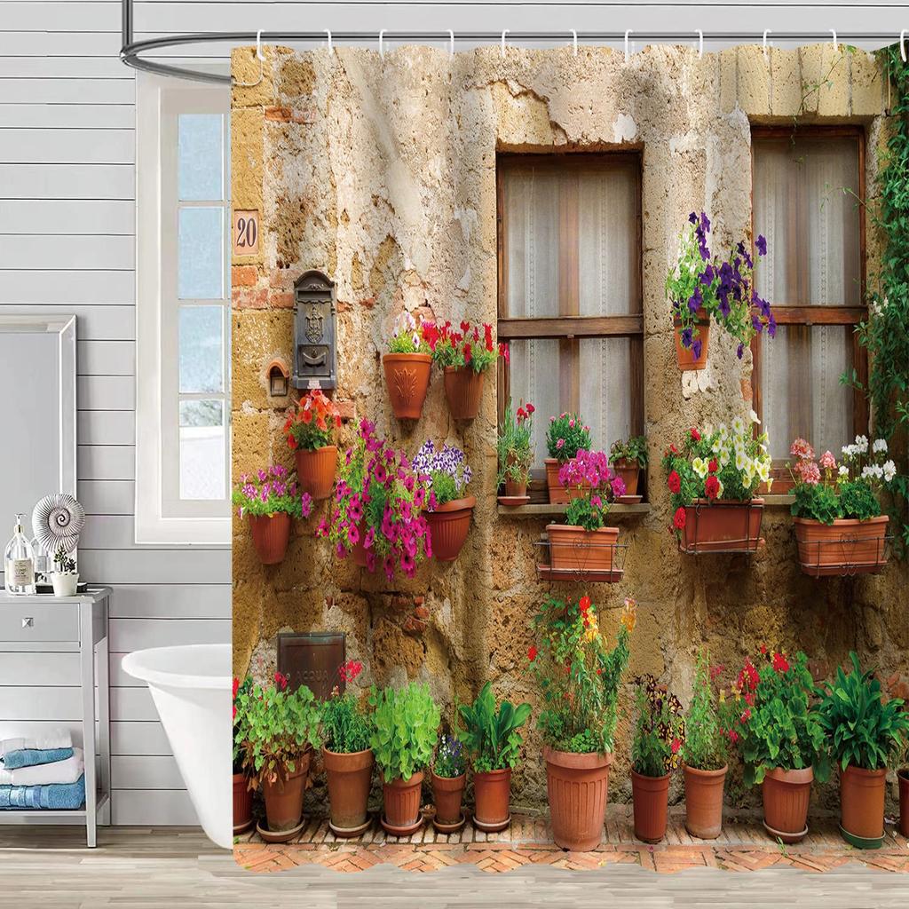 Duschvorhang Wasserdicht Und Schimmelresistent Digitaldruck Ländliche Landschaft Duschvorhang Badezimmer Duschstoff Trennvorhang Stanzfrei