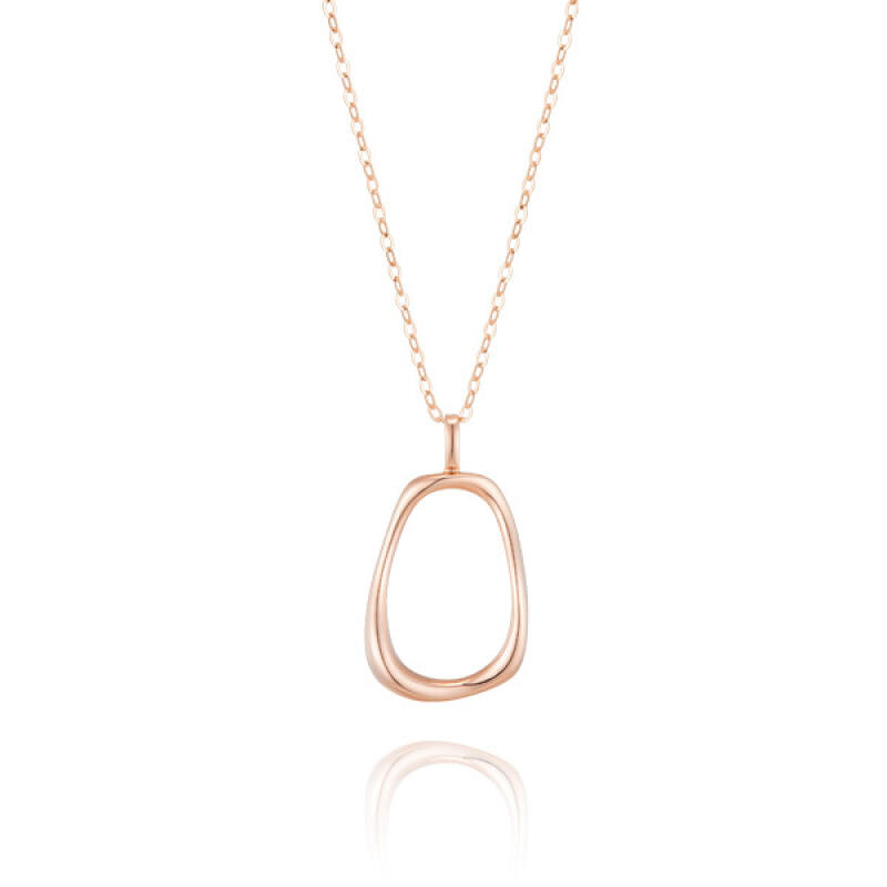 

MAISON DE SHE 14K Gold Round Square Necklace BS01021N Pink Gold