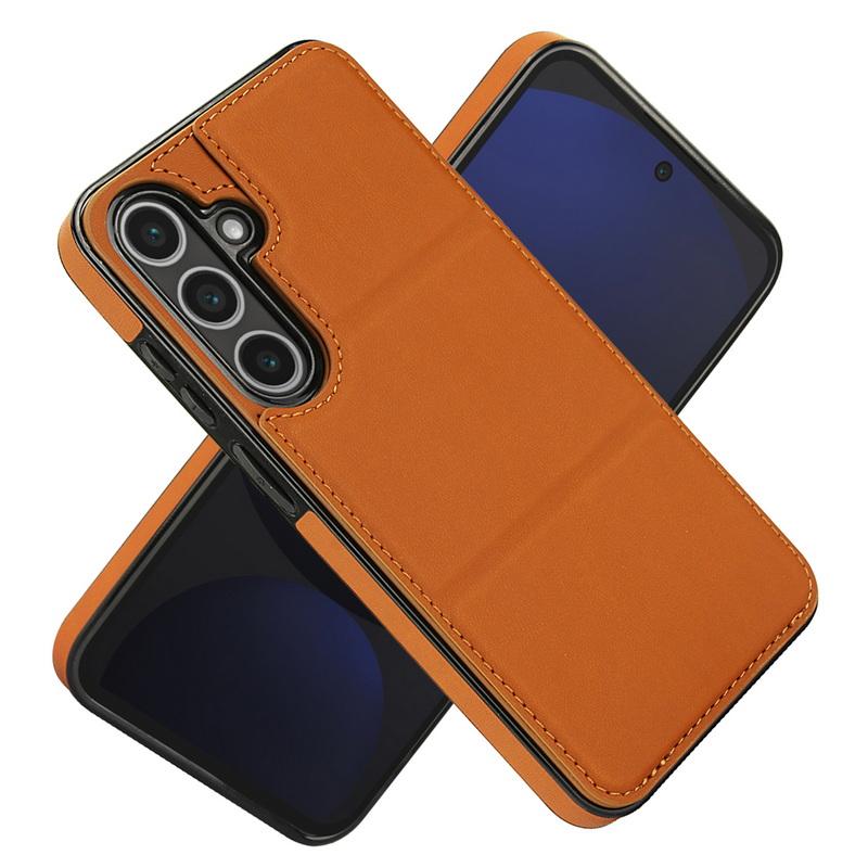 Business Leather Card Slot Phone Case For Samsung S25 Ultra S24 FE S23 Plus S22 S21 Flip Stand Shockproof Soft Silicone Bumper Cover