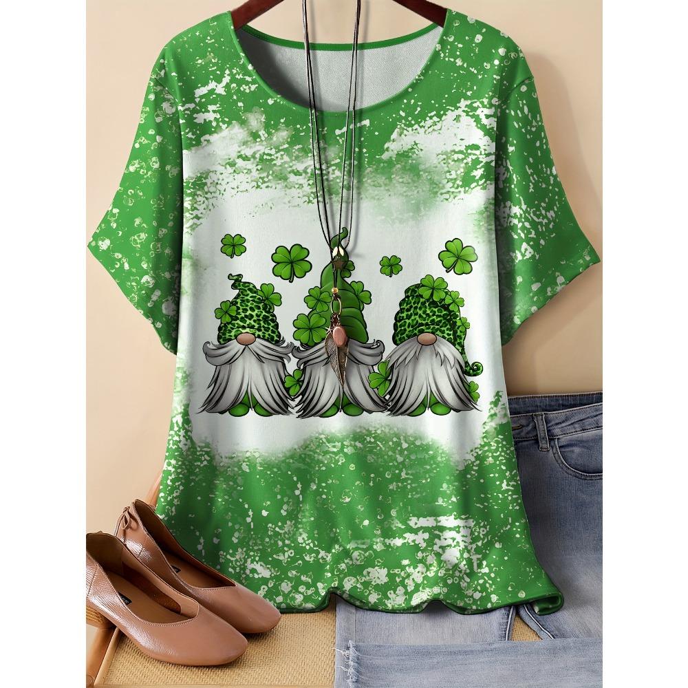Summer Womens Retro 3D Printed Color Striped T-shirt Pattern Loose Comfortable Breathable Large Size Fashion O-neck T-shirt