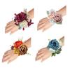 Elegant Wrist Flower For Bride Bridesmaid Fabric Artificial Rose Wrist Corsage Wedding Accessory Formal Event Decoration