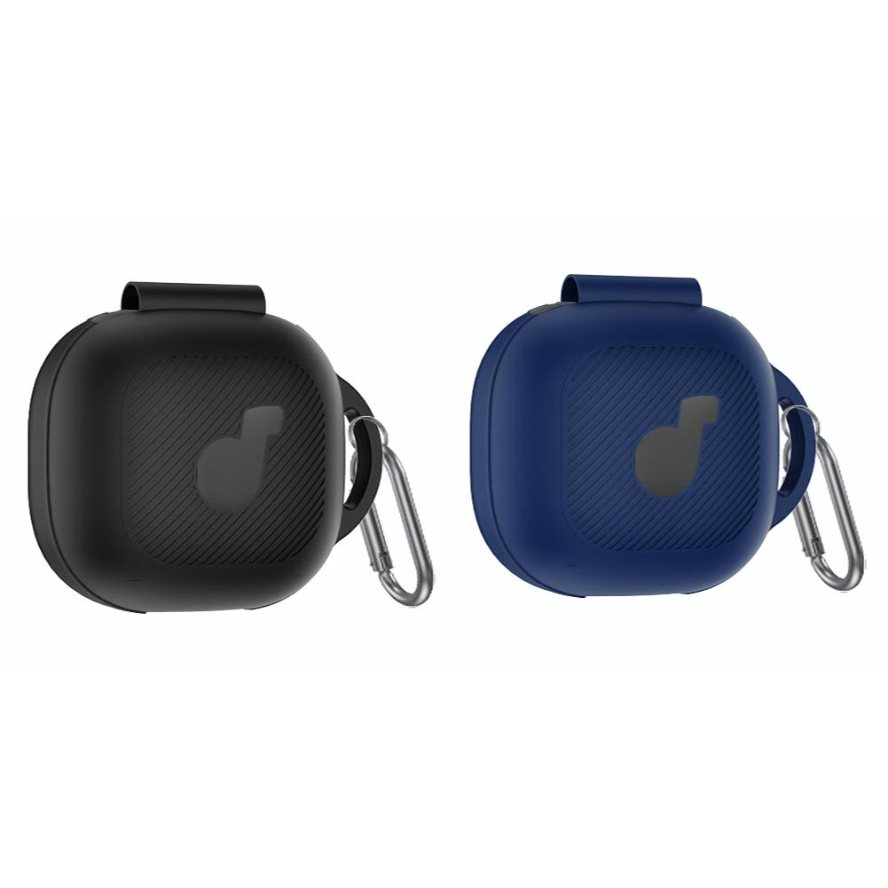 Silicone Case with Carabiner Protective Skin Case Shockproof Earbuds Case Cover Front LED&Logo Visible for Anker Soundcore P40i