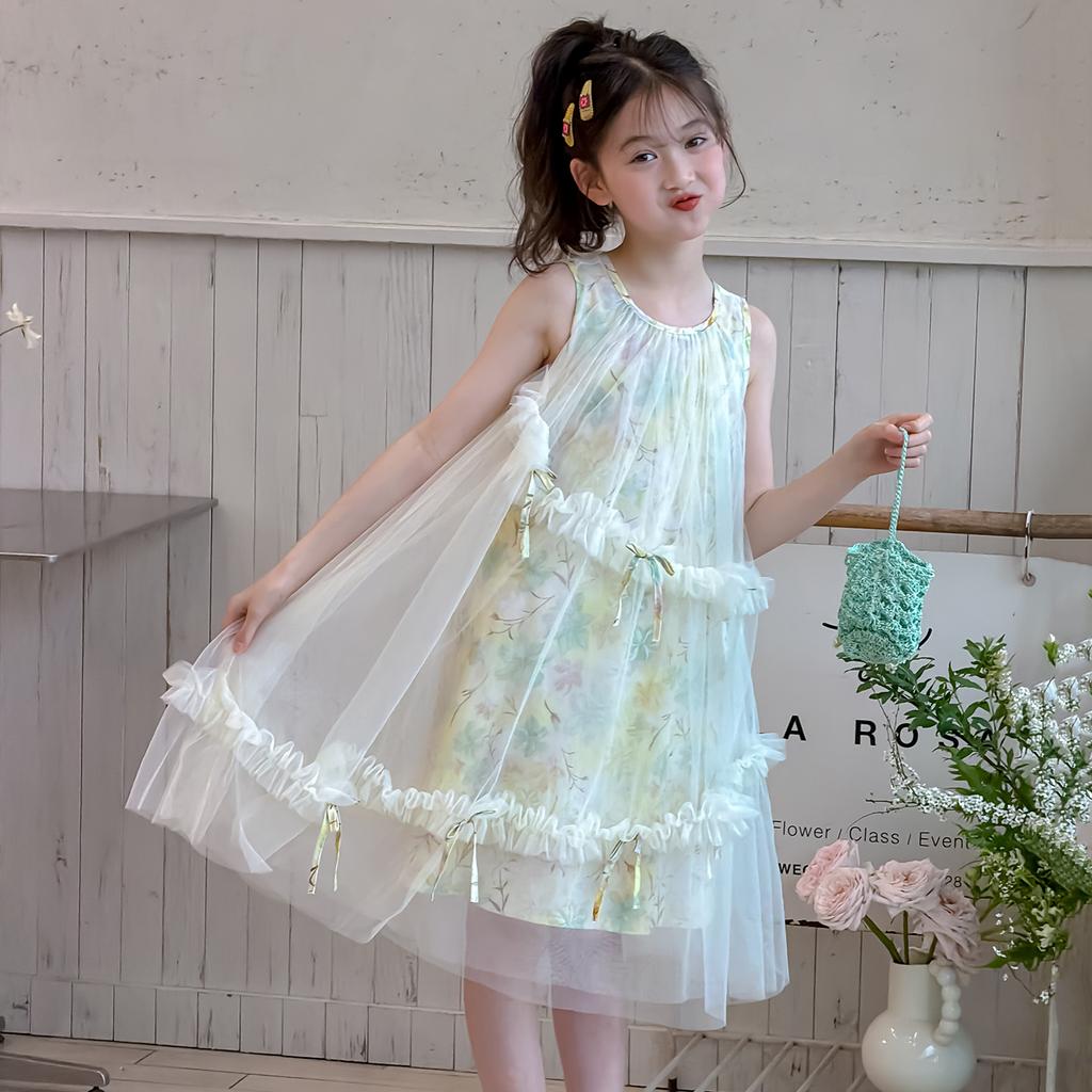 Girls' Summer Dress Princess Dress 2026 New Dress Girls' Summer Vest Dress Children's Summer Dress Long Dress