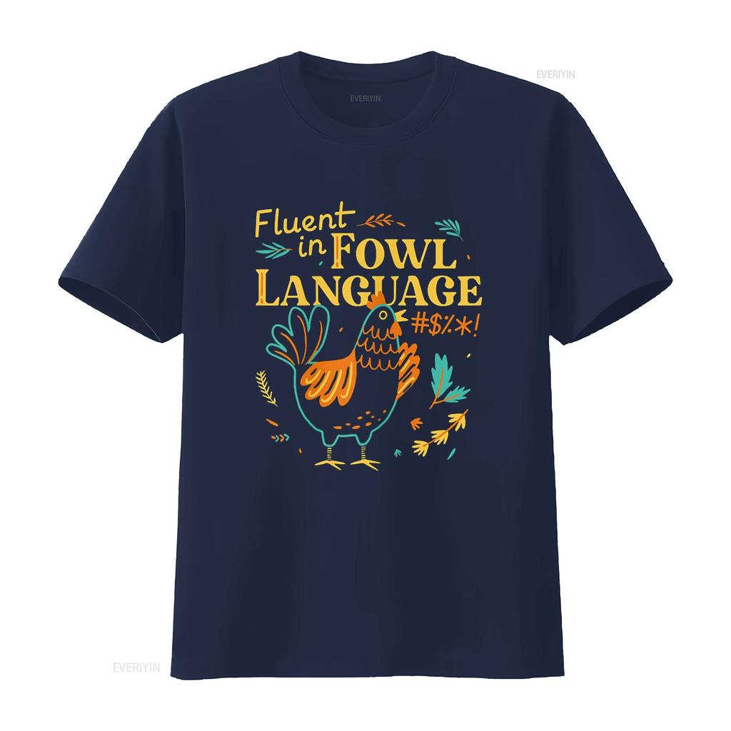 Vivay Fluent In Fowl Language Funny Novelty Chicken Lover T Shirt for Women s vintage Washed fashion streetwear Breathable