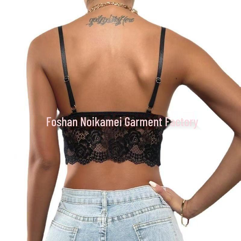 European & American Sexy Lace Front Buckle Sheer Camisole