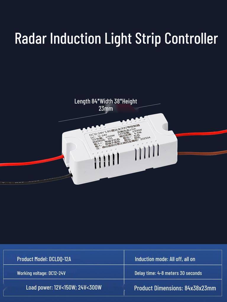 Slightly Bright To Full Bright Garage Strip Lights with Microwave Radar Sensor Switch, 10% Induction Power, 12-24V.