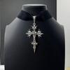 Gothic Velvet Cross Pendant Adjustable Choker Necklace