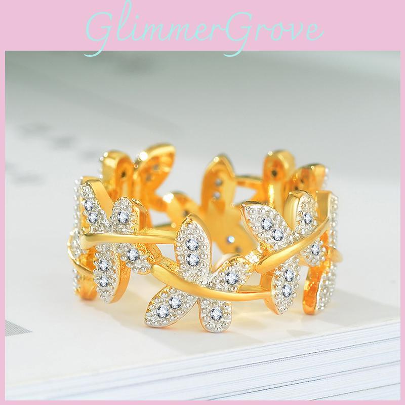 Elegant Butterfly Gold Plated Ring For Women With Unique Geometric Design And Sparkling Gemstone