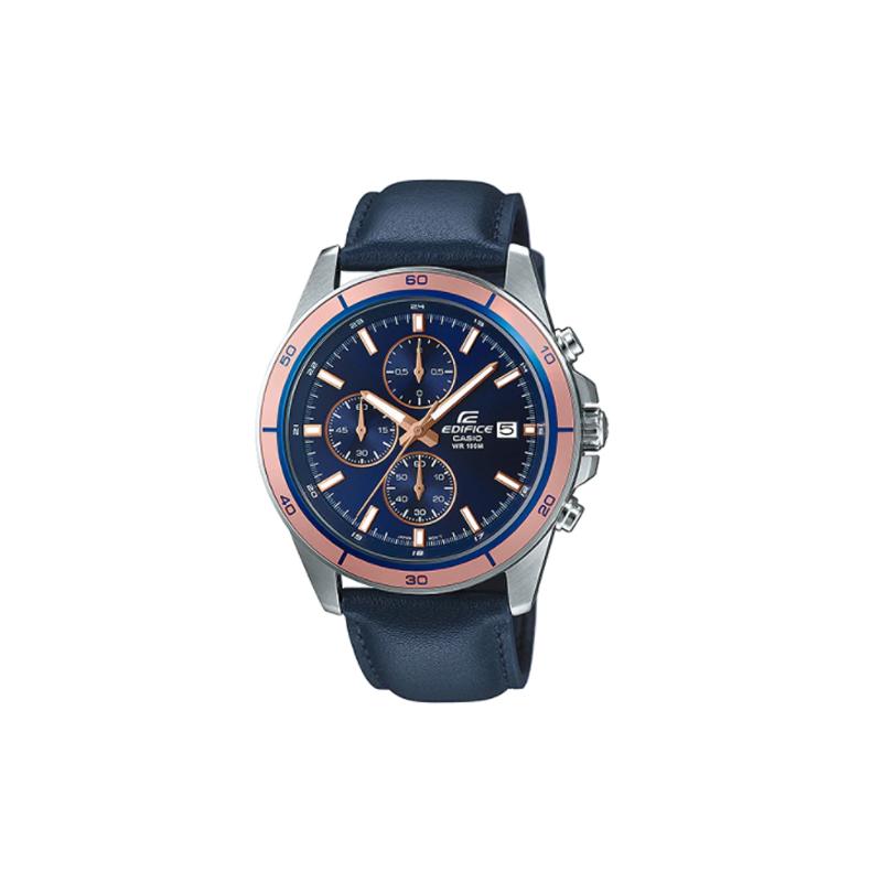 

Casio EDIFICE series simple casual fashion watch 100 meters waterproof Japanese and Korean watch men s watch quartz movement leather EFR-526L-2AV синий