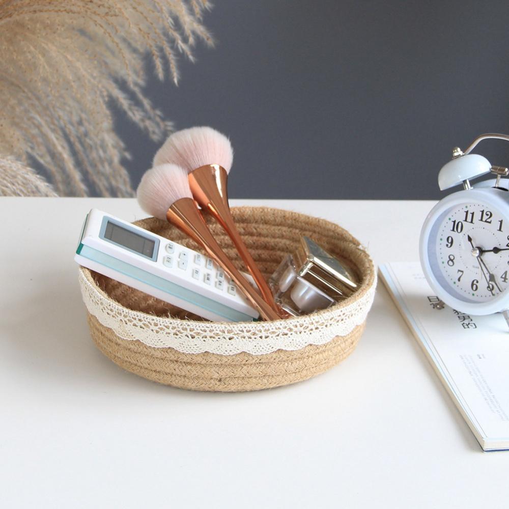 Nordic Style Wardrobe Clothes Storage Bucket 18cm Decorative Hand-Woven Storage Basket Cotton Organizer Desktop Stationery Box