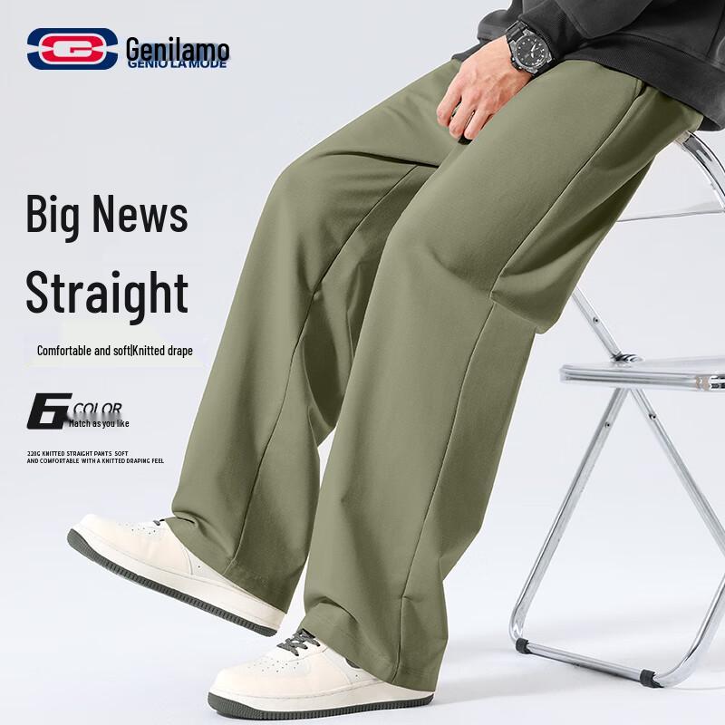 GENIOLAMODE Men s Straight-Leg Knit Casual Pants 3XL