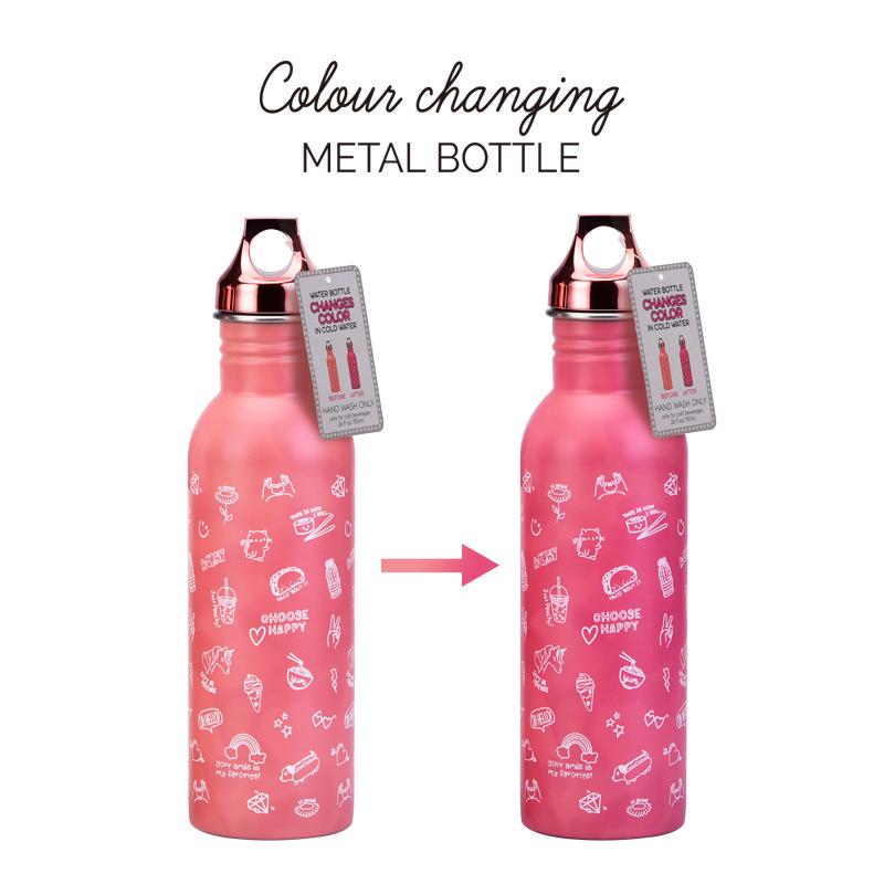 

Single-Layer Stainless Steel Sports Water Bottle, Temperature-Sensitive Color-Changing Water Cup Creative Magic, Cold Color-Changing 750ml розы красного