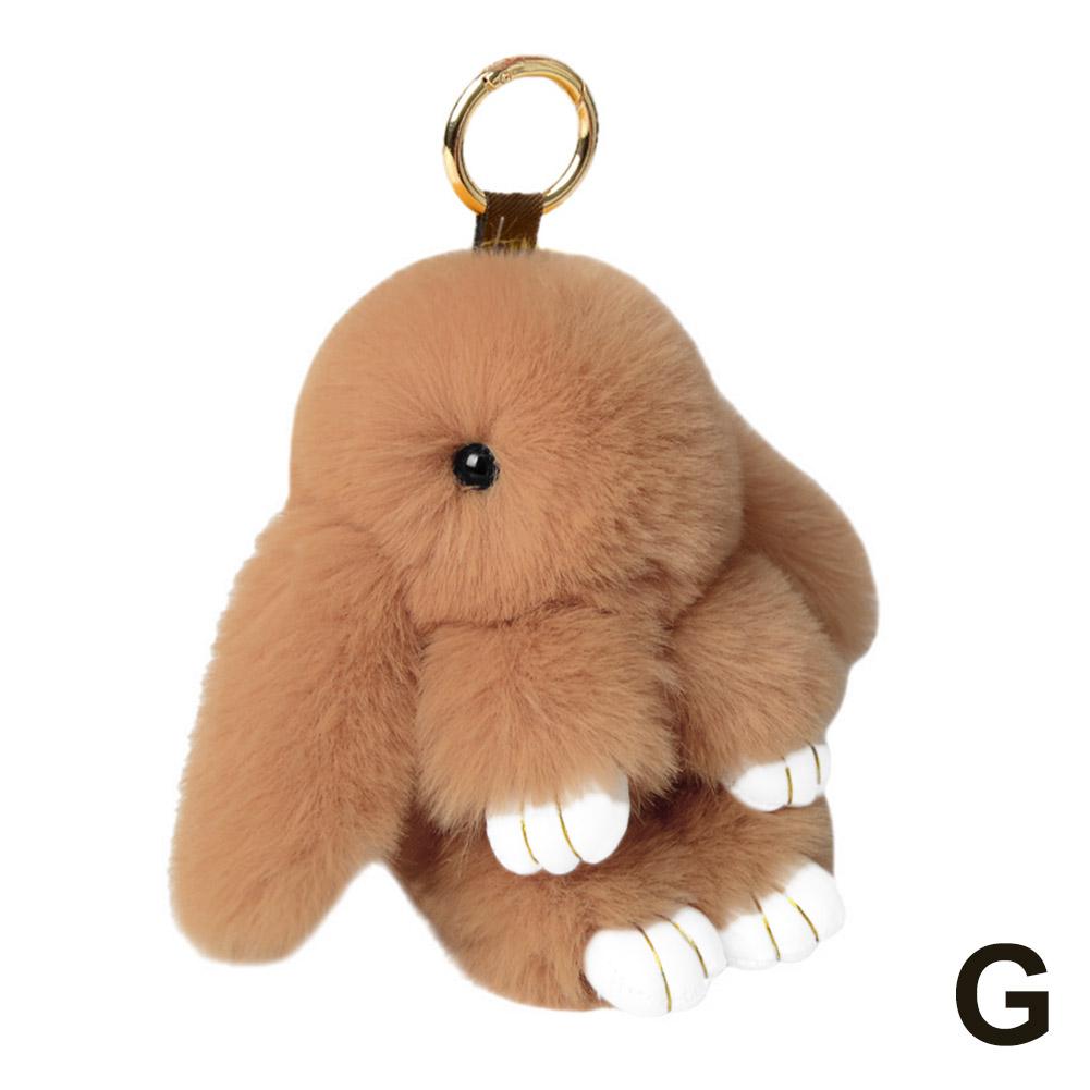Rabbit Keychain Ring Fluffy Real Fur Pompon Bunny Trinket Key Chain Charm Cute Key Ring On Bag Car Key Pendant