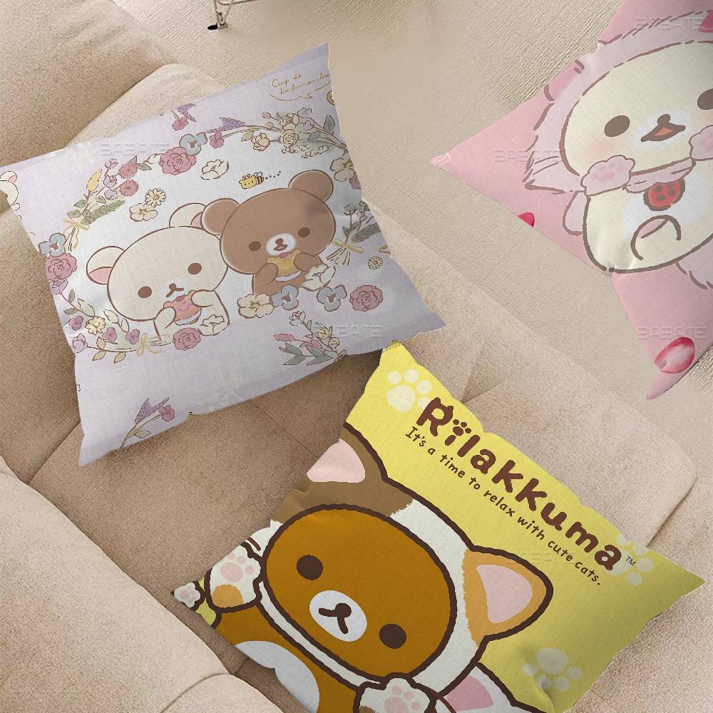 Japan Anime Cute Cartoon R-Rilakkuma Cushion Cover Inches Farmhouse Decor Home Throw Pillow Covers For Couch Decorations