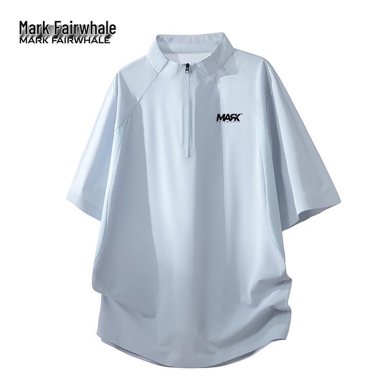 MARK FAIRWHALE Men s Half-Zip Ice Silk Short Sleeve T-Shirt M