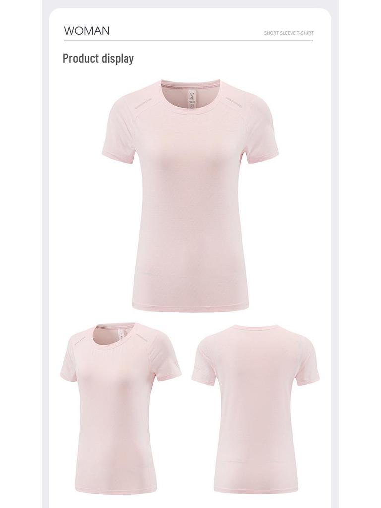 Women's Quick-Dry Short Sleeve Yoga T-Shirt - Lightweight, Breathable Fitness Top for Summer Running and Sports.