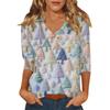 Women's Casual Fashionable Sexy Comfortable V-Neck Christmas Three-Quarter Sleeve Top