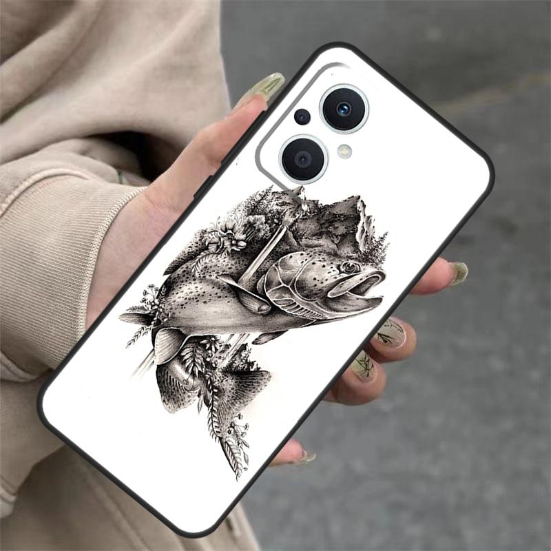 Vintage Trout Fishing Case For OPPO Reno 7 8 Lite 10 11 12 13 14 Pro 8T 12F 13F 14F OPPO Find X8 X6 X9 Pro Cover