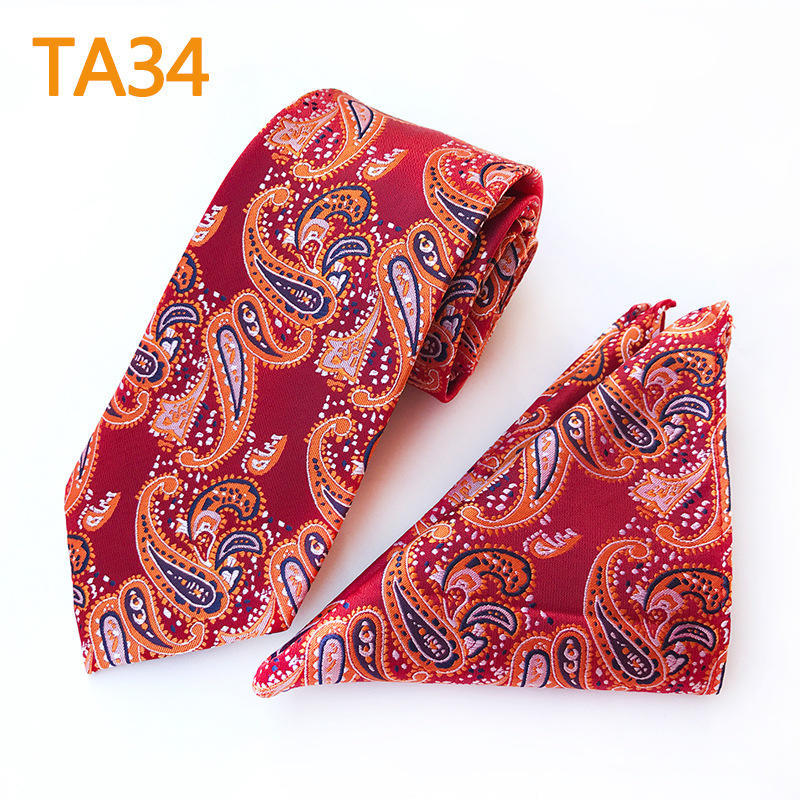 Polyester Large Waist Men'S Tie Men'S Pocket Towel Two-Piece Set
