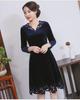Plus Size European & American Celebrity Velvet Dress with Embroidery and Hollow Design