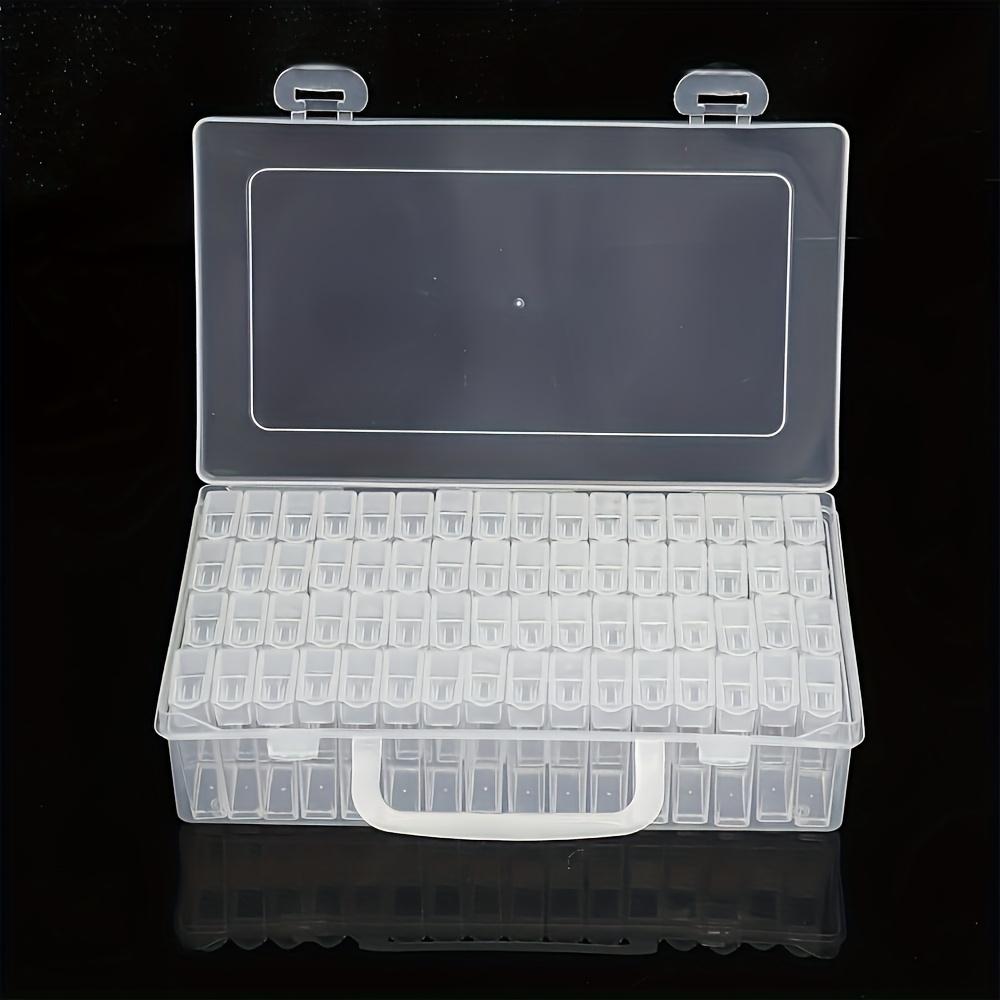 64-Grid Clear Plastic Diamond Painting Tool & Bead Storage Case Versatile Art Supplies Organizer Set with Secure Latches Craft Organizer, Transparent