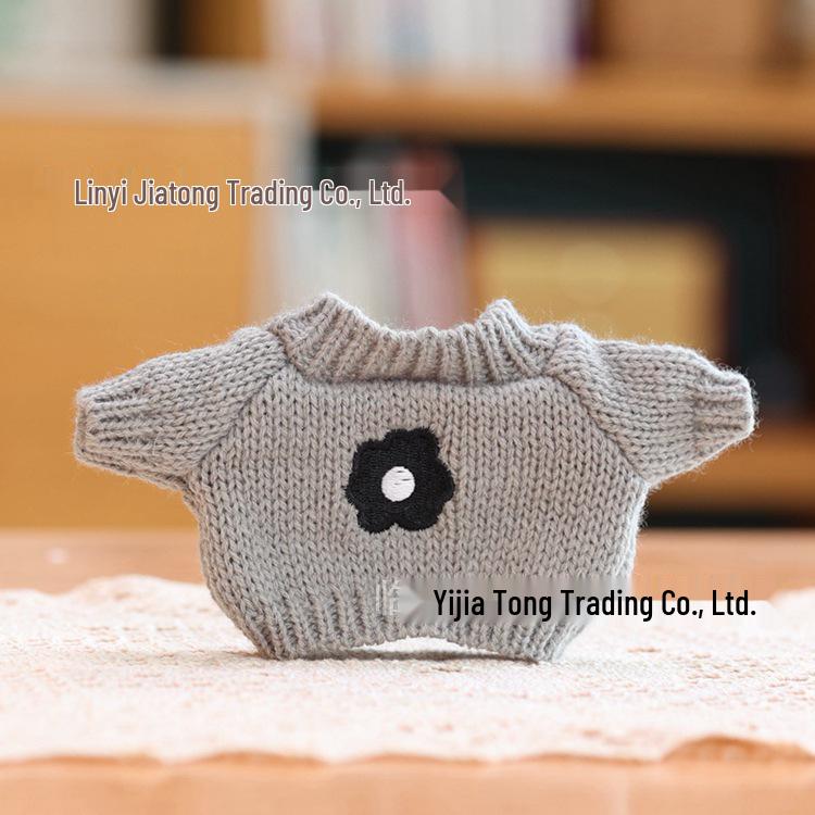 Knitted Gray Sweater for 20cm Cotton Doll Plush Toy