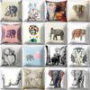 Cartoon Elephants Pattern Doublesided Printed Pillow Cover Short Plush Suitable Living Rooms Bedrooms Sofas Throw Cushion Cover