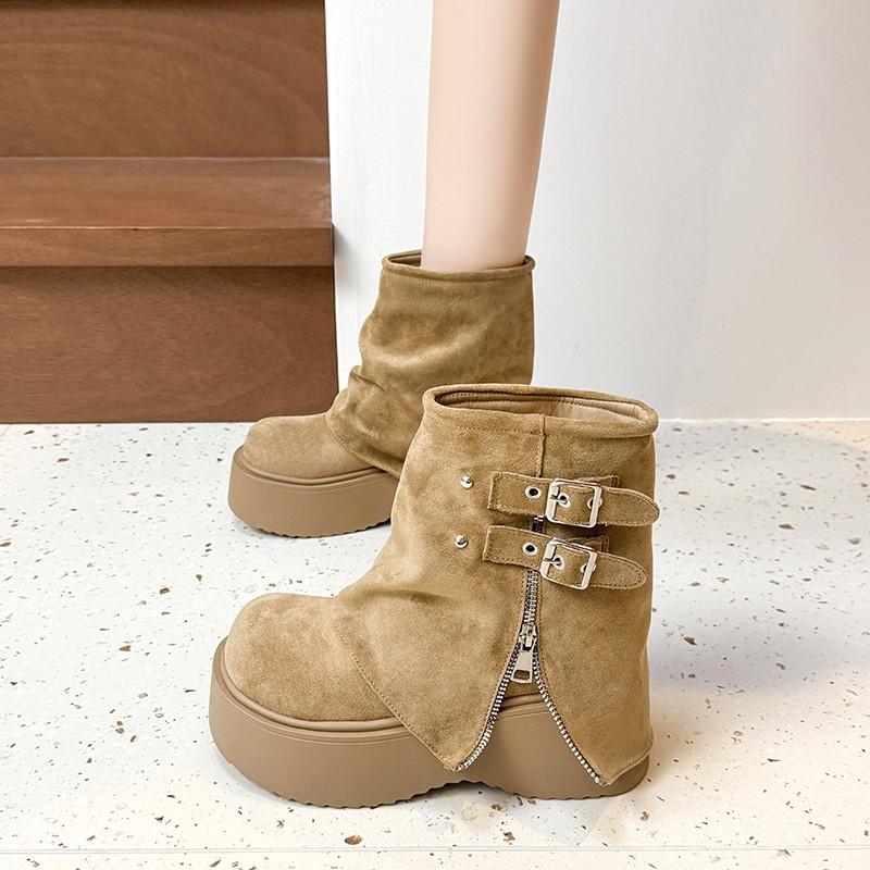 Fashion Ankle Boots for Women Flats Platform Suede Shoes Winter New Woman Snow Boots 2025 Fashion Casual Sport Botas Mujer Zapatillas