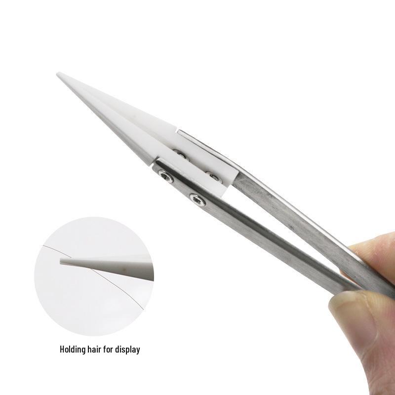Stainless Steel Tweezers with White Ceramic Tips: Straight & Bent, Heat & Corrosion Resistant.