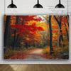 2D Vibrant Autumn Maple Forest Path Photography Background