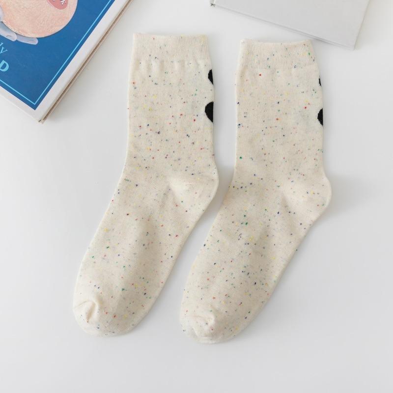 5 Paar Damen Baumwolle Mid-Calf Socken Cartoon Niedlich Preppy Stil Schweißabsorbierend Sommersocken für Damen