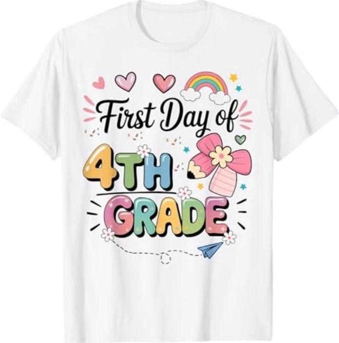 Первый день 4-го класса Возвращение в школу Учитель Девочки Футболка 4XL