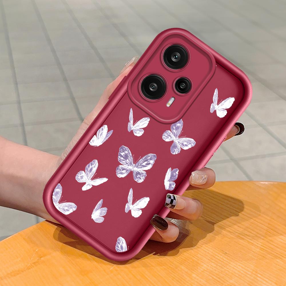 

Мягкий силиконовый квадратный чехол с рисунком лестницы для телефона, полное покрытие, противоударный защитный резиновый чехол для камеры для Xiaomi Redmi Redmi Note 13 Pro 4G темно-красного