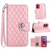 6-Color PU Leather Diamond Check-Patterned Wrist Strap Wallet Phone Case for Motorola Moto E13,E20,E30,E40,Moto G,Moto G Play,G04,G05,G13,G23,G53...
